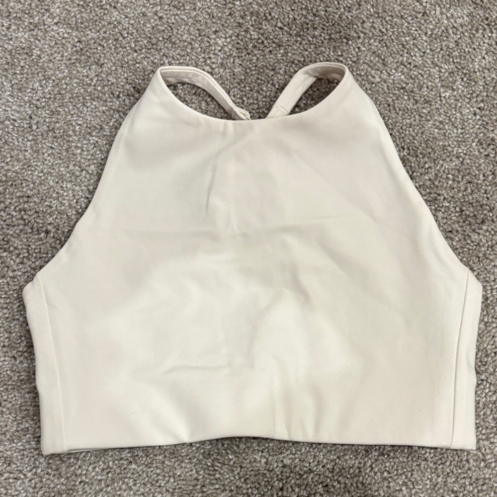 Cream Racerback Sports Bra